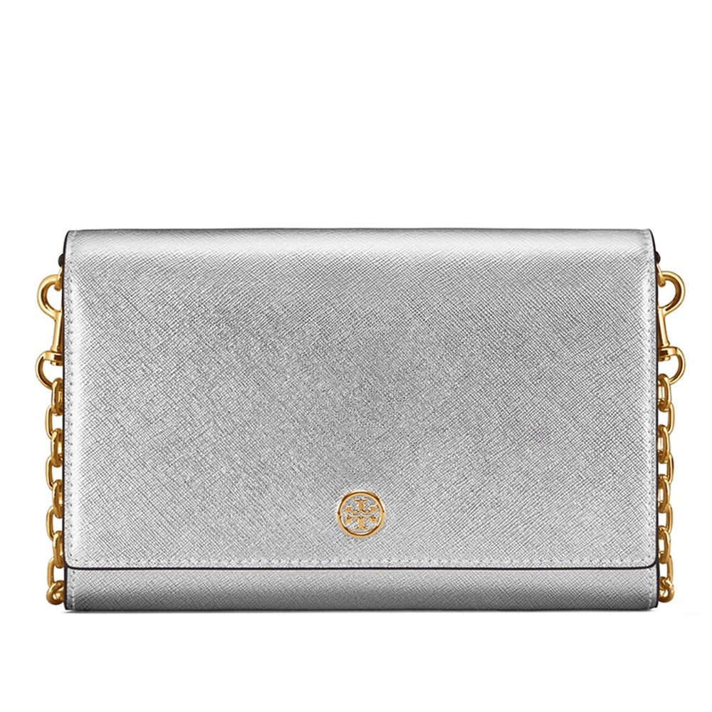 BRAND NEW Tory Burch Robinson Metallic Chain Wallet